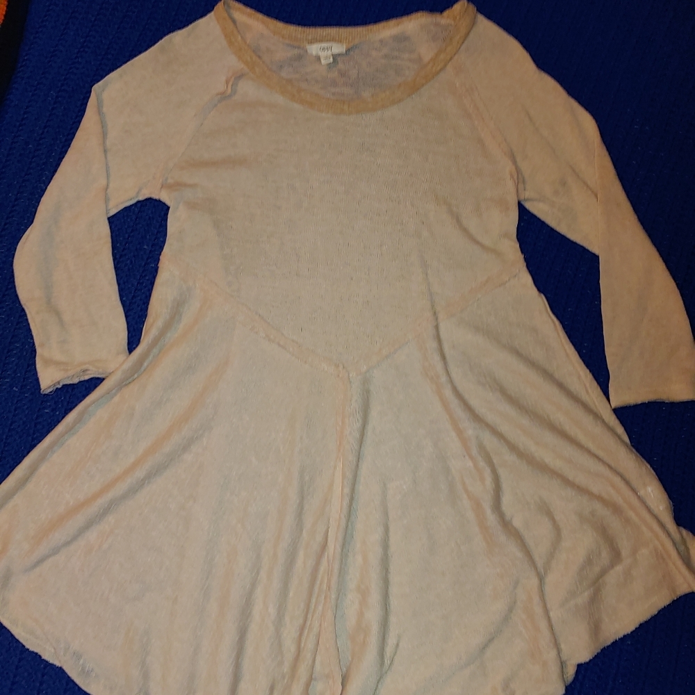 3/4 Sleeve Raw Hem Tunic